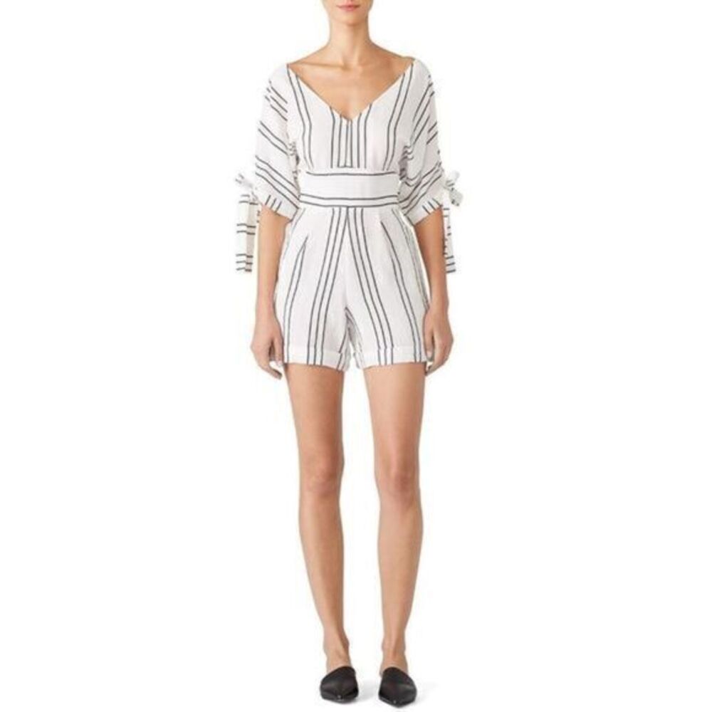 SANCIA White black Striped Formentera Romper XS